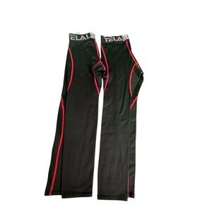 TelaLeo EPRO Compression Pants boys Medium Black Red Stitching Base Layer